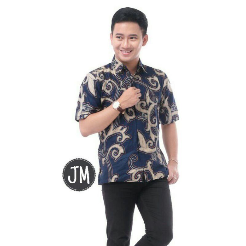 Maura Couple - Sania Ruffle Batik Couple Ori Ndoro Jowi DNT Garansi Termurah-Cowok navy