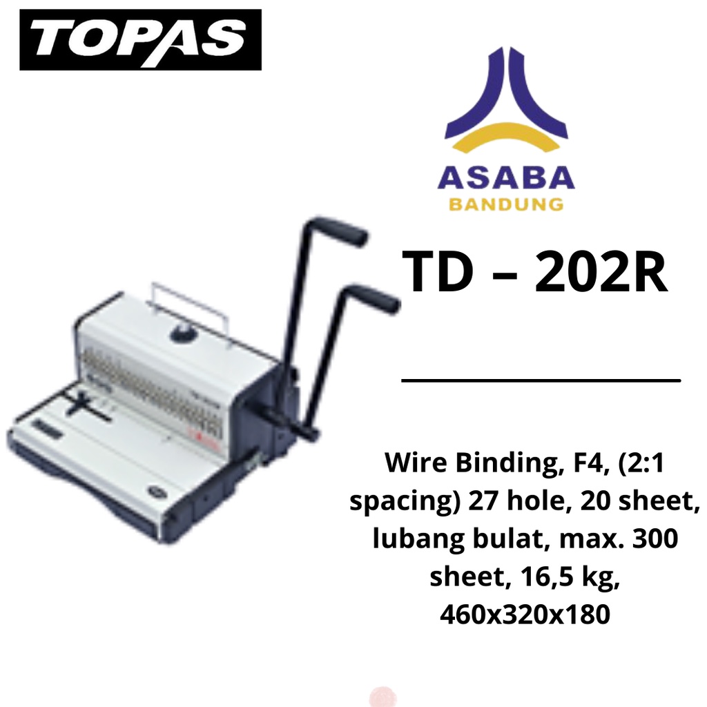 

Asaba Bandung - Topas TD 202R Mesin Jilid Spiral Kawat TOPAS