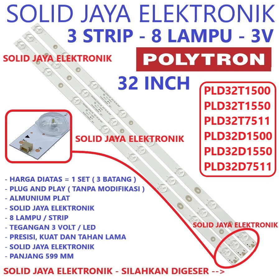 BACKLIGHT TV LED POLYTRON 32 INC PLD 32T1500 32T1550 32D1500 32D1550 32T1506 32T7511 32D7511 32T711 32T710 32D9505 32V7510 LAMPU BL 8K 8 KANCING PLD32T1500 PLD32T1550 PLD32D1500 PLD32D1550 PLD32T1506 PLD32T7511 PLD32D7511 PLD32T711 PLD32D9505 PLD32V7510