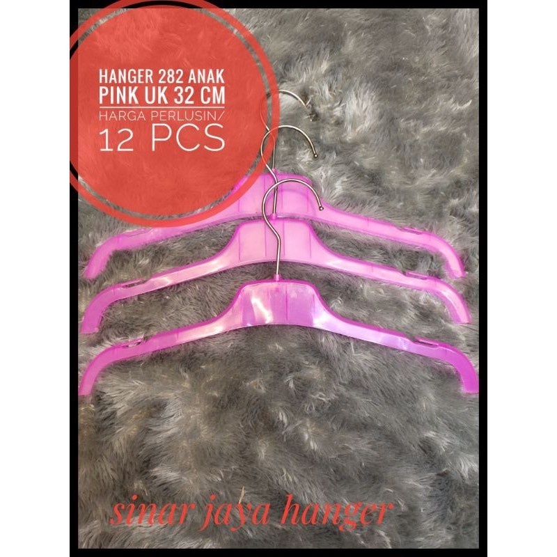 perlusin hanger 282 anak pink uk 32 cm 12 pcs