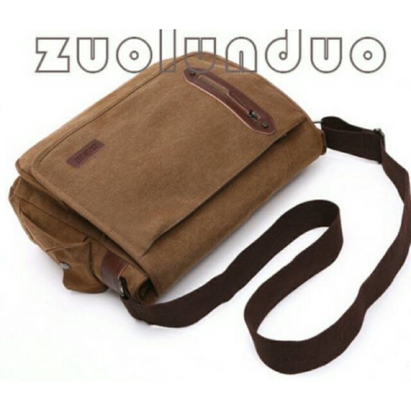 Tas kanvas mugu import 8802 - selempang - tas laptop original