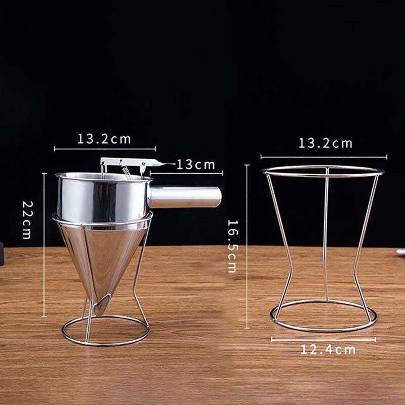 Batter Dispenser Funnel Gelas Stainless Steel Piston Corong dengan Dukungan Saus Krim Corong Dosis untuk Chocolate Cupcake Alat Bola Gurita Alat Alat Dapur
