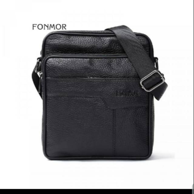 TAS KULIT ASLI FONMOR UKURAN BESAR / FONMOR MEN BAGS GENUINE LEATHER IMPORT / BLACK SERIES 985