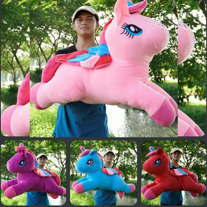 Boneka Kuda Poni Jumbo 1 Meter Kualitas Premium Bahan Yelvo Super