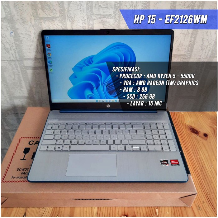 Hp Laptop 15 Ef2126wm 2021 Model Fhd Laptop Hour Battery Backup Ryzen 5500u 8gb 256gb 1408