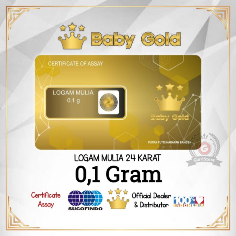 EMAS MINI 0.1 GRAM LOGAM MULIA 24 KARAT DIJAMIN ASLI ORIGINAL