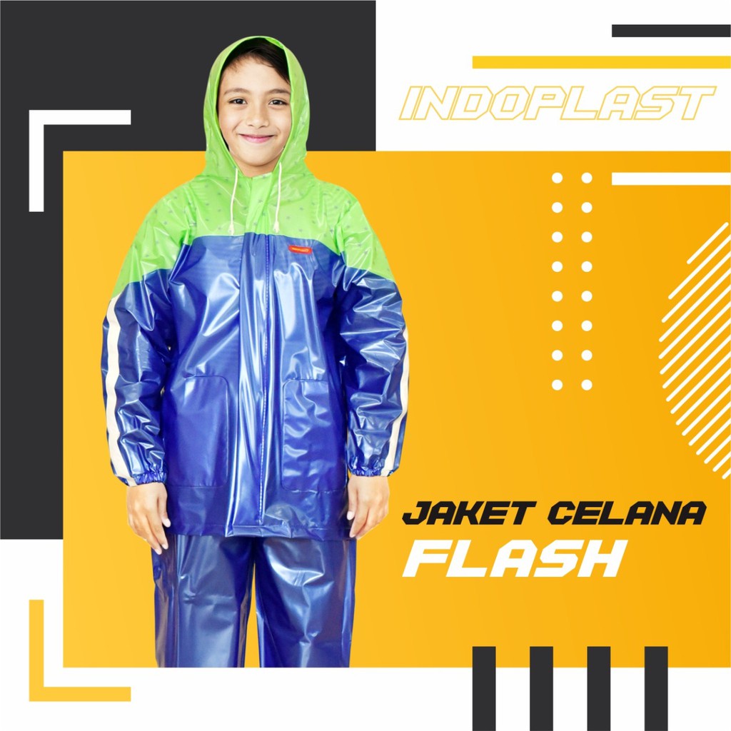 Jas Hujan Anak JC FLASH | Anak usia  8 , 9, 10 , 11 , 12 , 13 Tahun | Jas Hujan Anak SD SMP