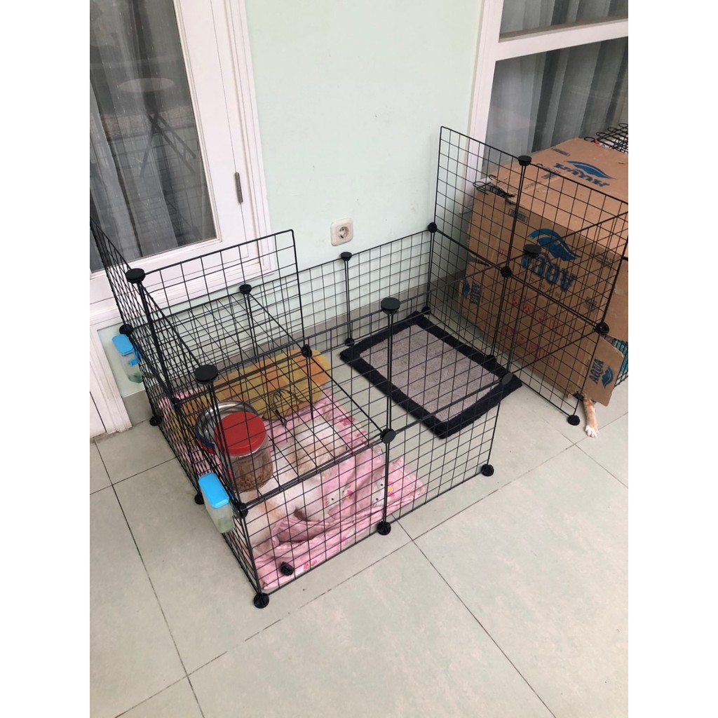 GUNINCO KANDANG HEWAN PELIHARAAN / Kandang Anjing Kucing Kelinci Kura Rak Buku Besi Lipat Susun-4