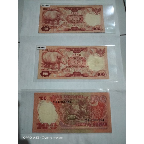 bahan mahar uang kuno asli gres 100 badak original BI sesuai foto cod