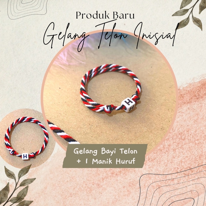 Gelang (saja) Tridatu Telon Bayi / Anak + 1 Huruf Inisial