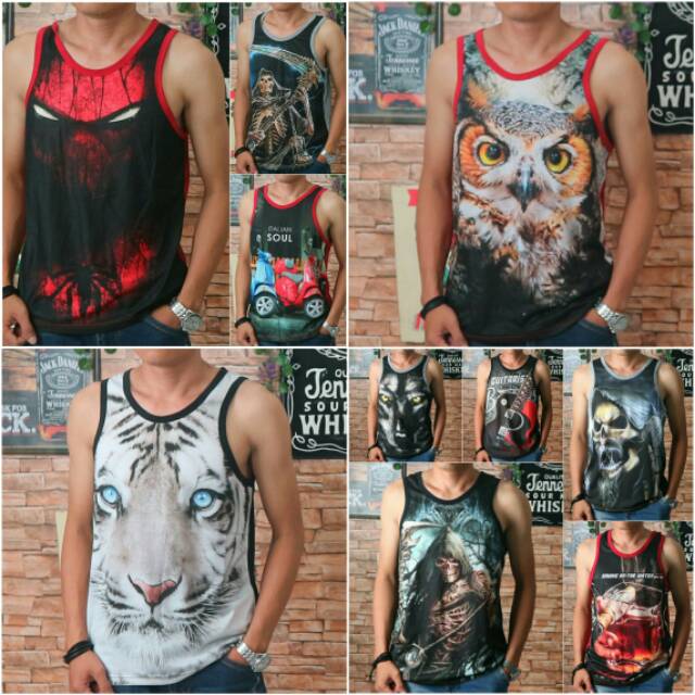  Singlet  Korea Style Kaos  Tanpa Lengan Pria Tshirt Distro  