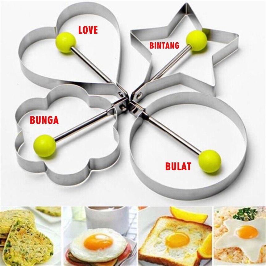 (COD) ALAT CETAK TELUR GORENG DADAR CEPLOK - CETAKAN TELUR GORENG KARAKTER MOTIF Bahan Stainless Steel / Cetakan Pudding Pancake Lucu Unik / Cetakan Telur Dadar Dan Ceplok Motif Karakter Unik Lucu CETAKAN TELUR CEPLOK TELOR MATA SAPI EGG MOLD LOVE BUNGA