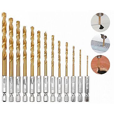 MATA BOR KAYU 13 PCS BOR POWER DRILL STEEL TITANIUM MATA BOR TITANIUM