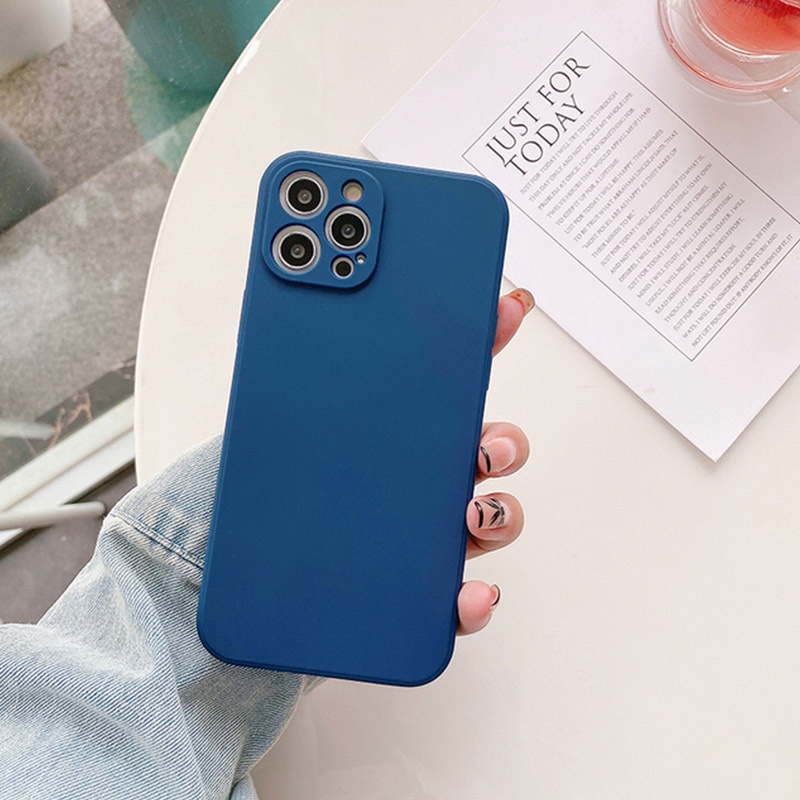 Ready Stock Casing OPPO A7 A5s A12 F5 Youth A37 Neo 9 F7 A3s A1K A5 A9 2020 A59 F1s A83 A39 A57 Candy Color Soft Rubber Shockproof Plain Camera Protection Phone Case-Navy Blue