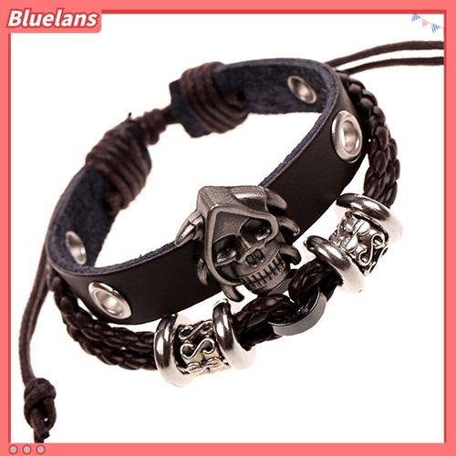 Gelang Multilayer Bahan Kulit Imitasi Handmade Gaya Punk Untuk Pria Dan Wanita