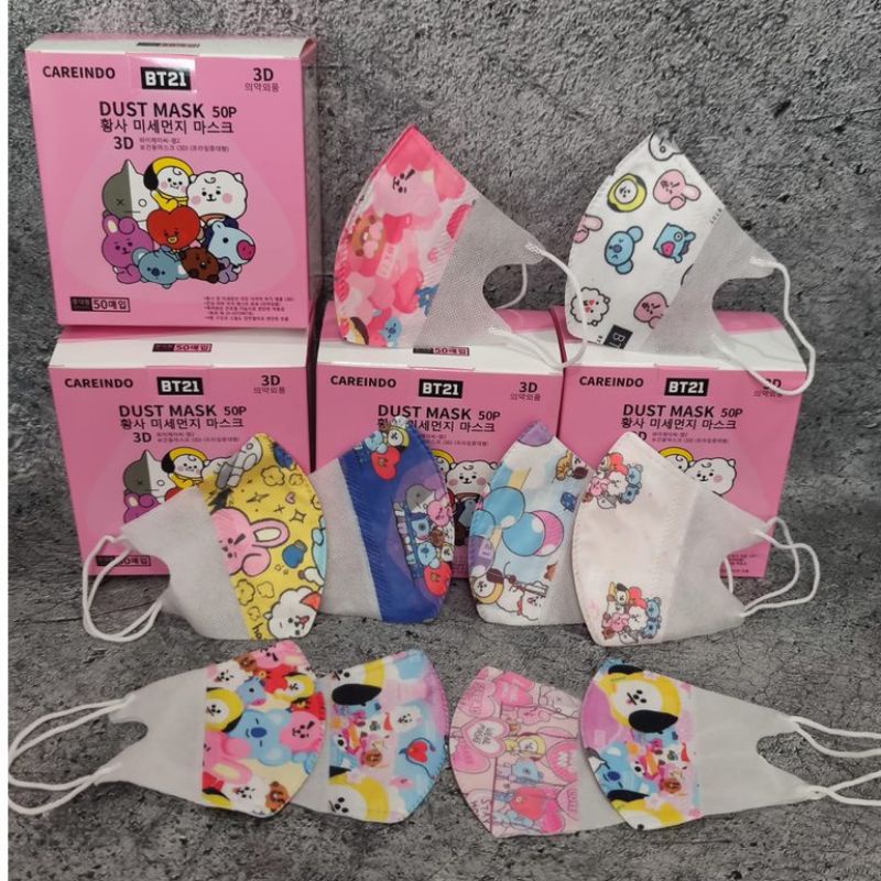 Masker DUCKBILL ANAK Motif BTS / BTS21 1 Box isi 50pc