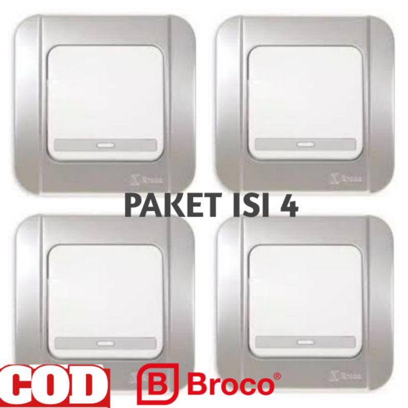 paket isi 4 broco saklar lampu warna silver