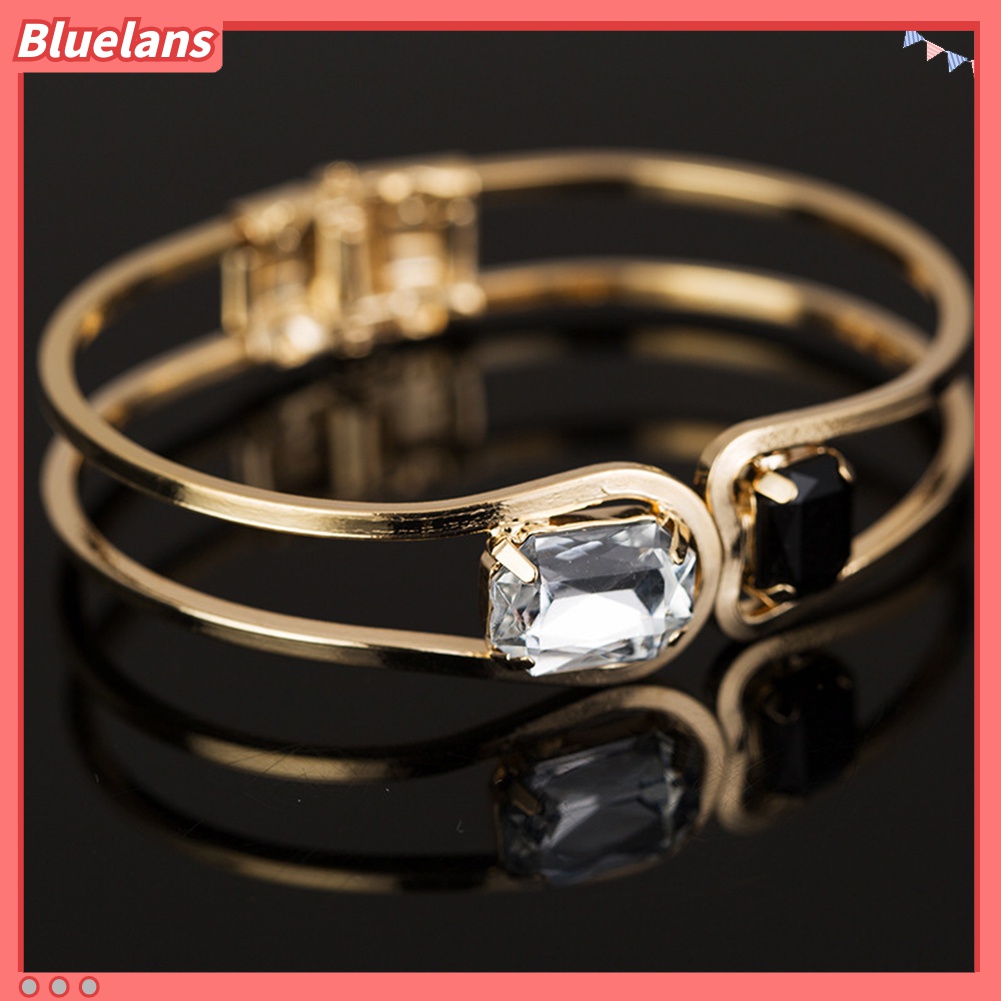 Bluelans Gelang Bangle Berlian Imitasi Warna Emas Untuk Wanita