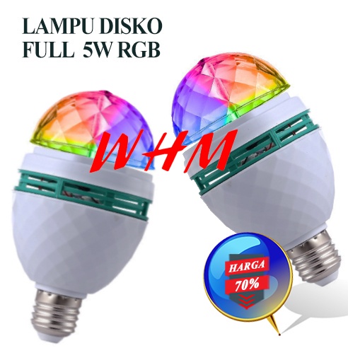 RGB 5W 5LED LAMPU DISCO LED FITTING E27 TUMBLR MINI OTOMATIS DISCO WARNA WARNI /  LAMPU BOHLAM WARNA WARNI