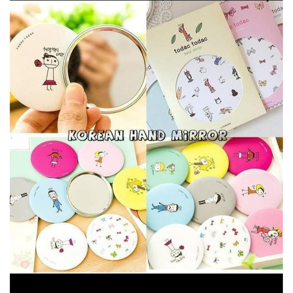 CERMIN BULAT MINI Portable Saku MAKE UP Kaca Rias Korean Hand Mirror BULAT