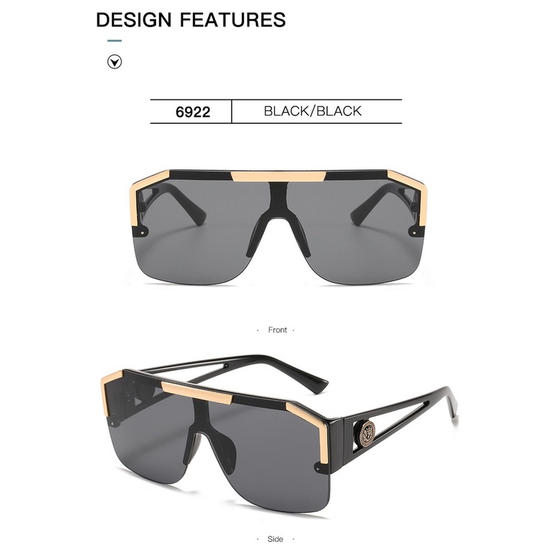 (YUZHU) New Fashion Lion Head One Piece Sunglasses European and American Trend Oversized Frame Personality Hollow Temple Sunglasses Women