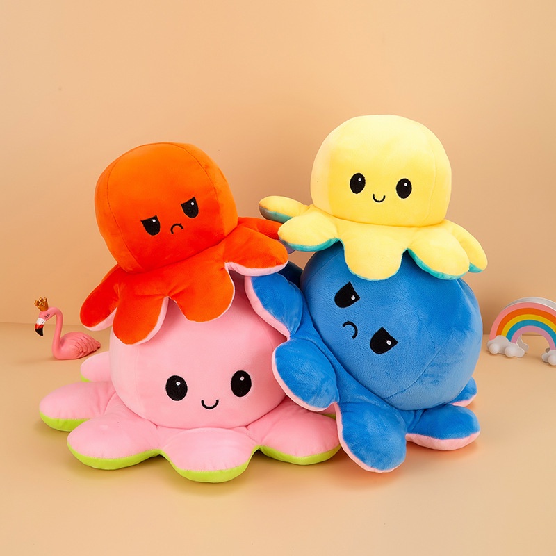 Boneka Gurita Octopus Doll Bisa Bolak Balik Cumi Ekspresi Rainbow Pelangi/C 147