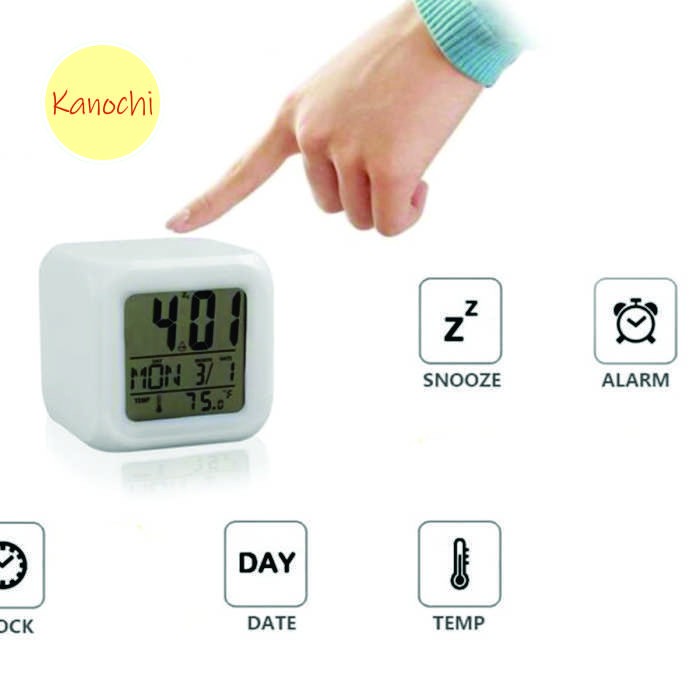 Jam Weker Unik Digital Alarm Desktop Clock Kubus 7 Warna Moody LED