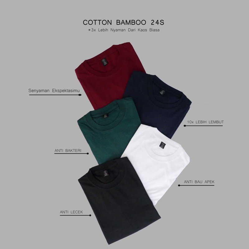 KAOS POLOS PREMIUM COTTON BAMBOO (KATUN BAMBU) 24s / Cotton Bamboo 24s/ Kaos Nyaman