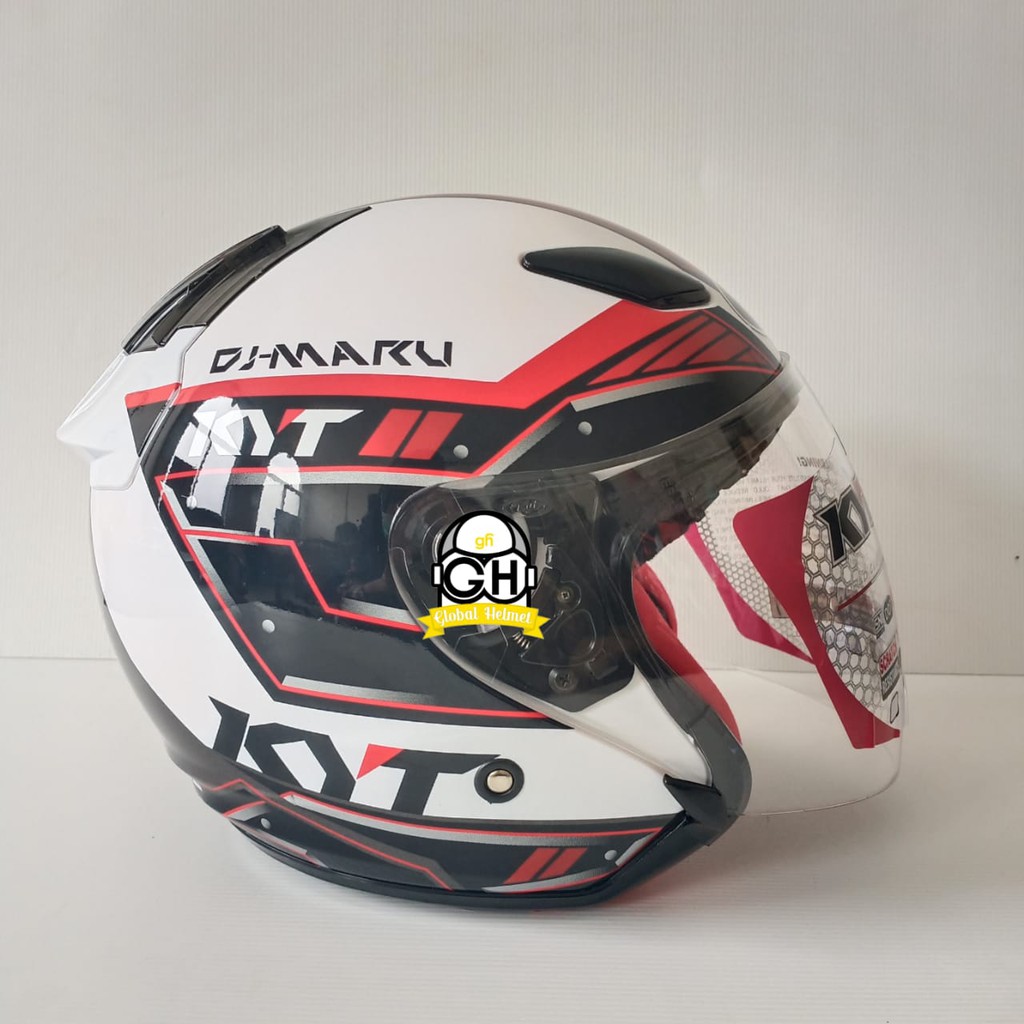 HELM HALF FACE KYT DJ MARU KYT DJMARU MOTIF #9 WHITE RED