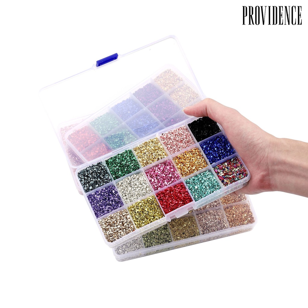 Providence 1 Box Nail Rhinestones Nail Art DIY Decoration Faux Crystal Nail Fragment Glitter Color Sequins for Home Use