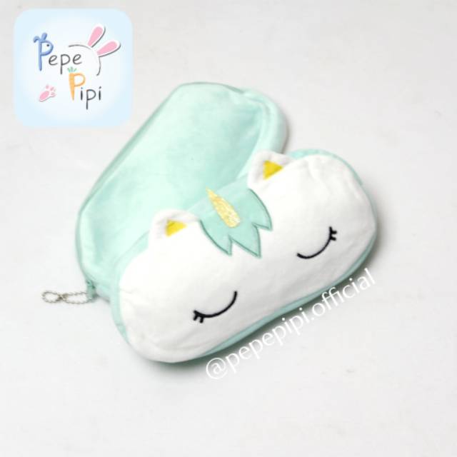 Kotak Pensil Plushy Unicorn Pastel Tempat Pensil Plush Wadah Pensil Kostak Pouch Makeup Kosmetik