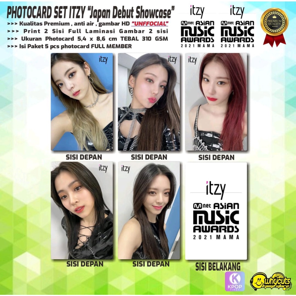 PHOTOCARD SET KPOP PREMIUM ITZY / JAPAN DEBUT SHOWCASE / MAMA AWARD 2021 / VIDEO CALL EVENT 2021 / PRINT 2 SISI FULL LAMINASI