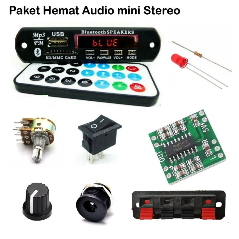 Paket Audio Mp3 bluetooth Amplifier mini paket belajar Amplifier.