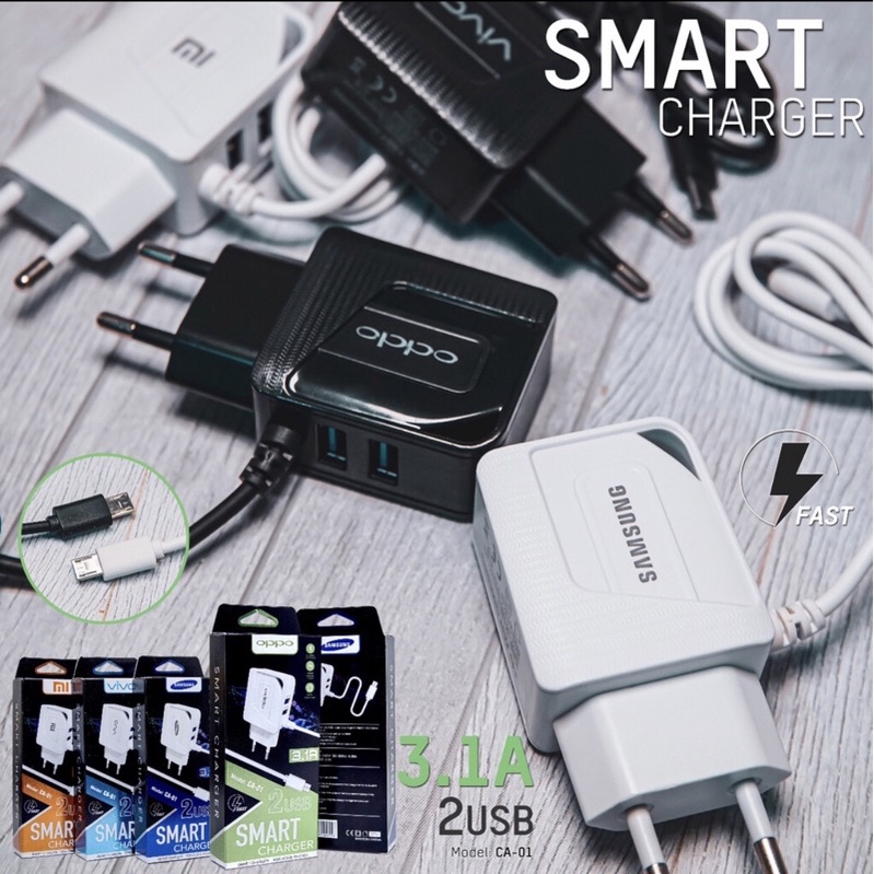 Tc Travel Charger brand kode Ca-01 2usb plus kabel VIVO micro