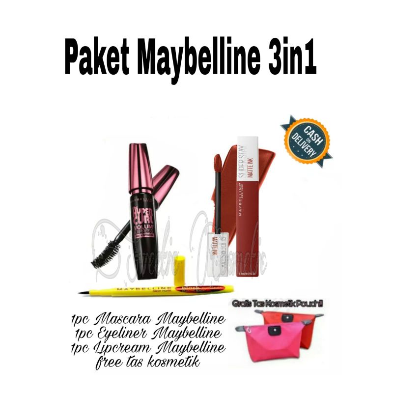 Paket Kosmetik Myb Lengkap Murah 3 In 1 / Paket Makeup Myb Lengkap Murah 3 In 1 / PAKET MAYBELINE 3IN1 SUPER STAY 24H / MAYBELINE