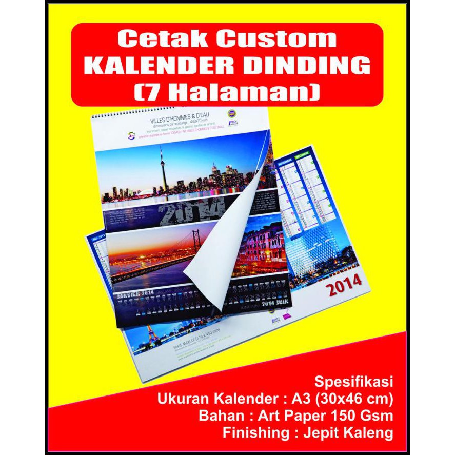 

Jasa Cetak Kalender Dinding Satuan Ukuran A3+ (30*46) (7 Halaman) - Jepit Kaleng