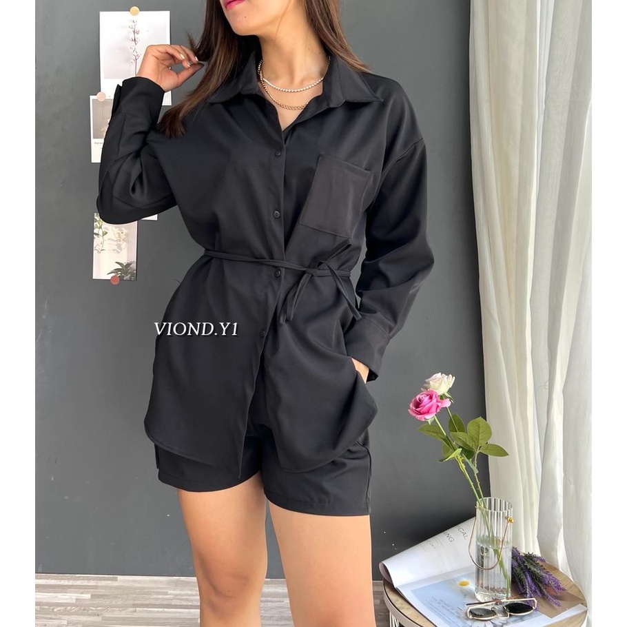 Setelan Wanita Terbaru Bahan Cott Import Premium / Set Cewek Korea / One Set Celana Pendek E03