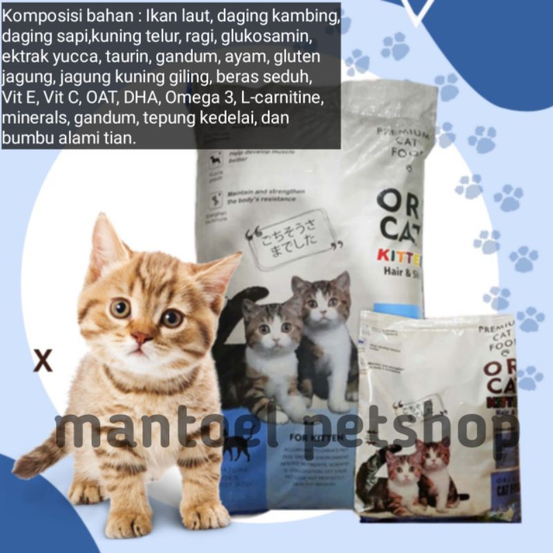 grab/gojek makanan kucing ori cat kitten hair &amp; skin 20kg anakan kucing