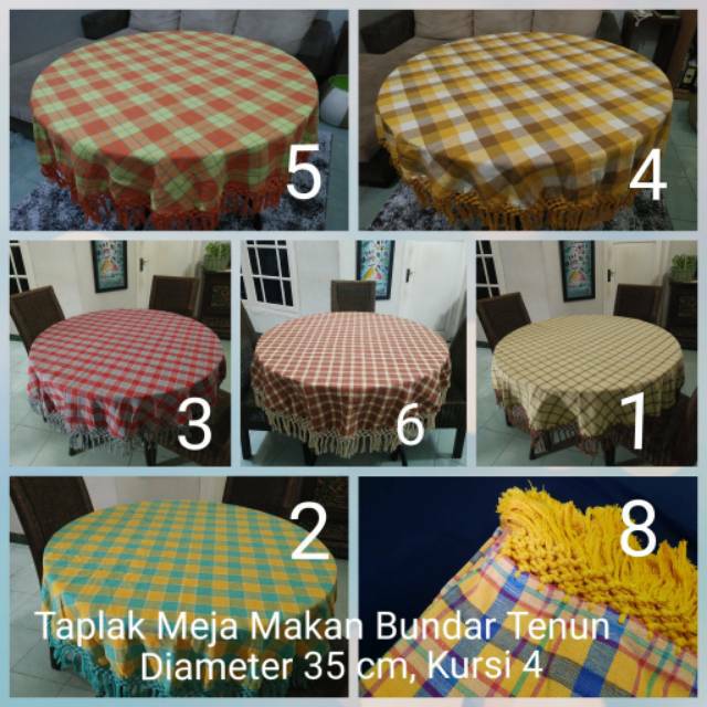 Taplak Meja Makan Bulat Tenun Kursi 4