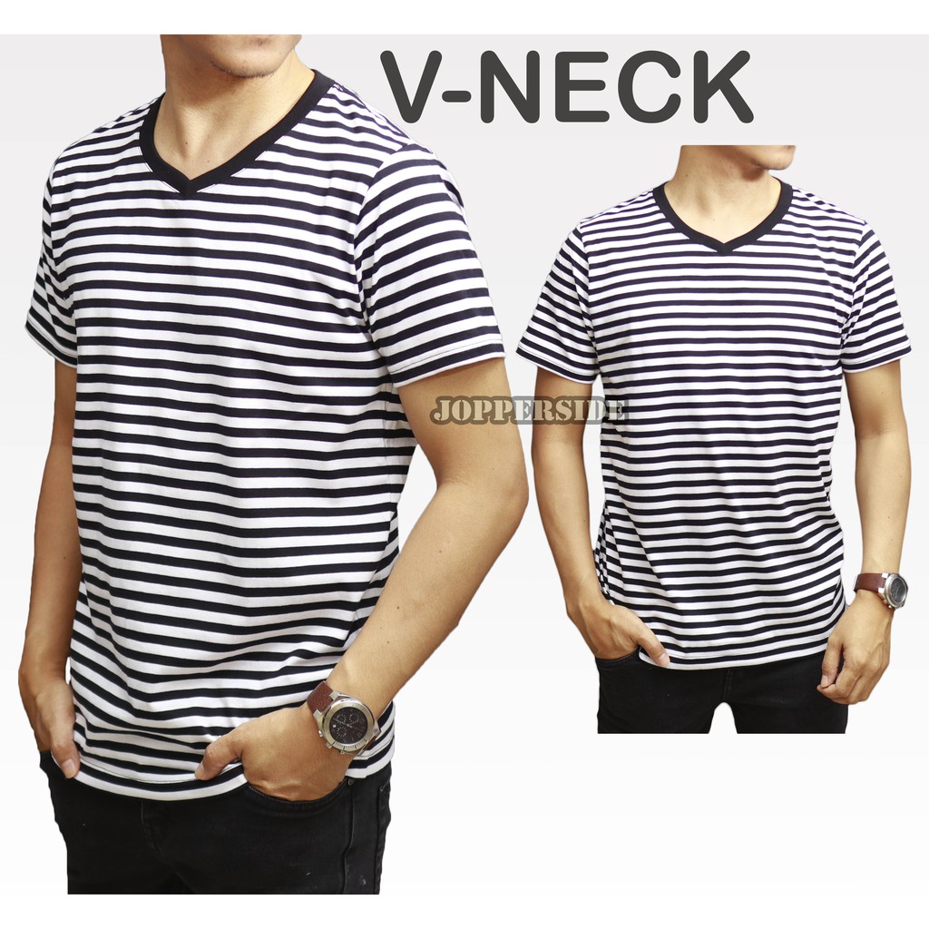 Jopperside kaos salur stripe washing sandwash oblong polos V neck pria wanita kualitas original premium tv1