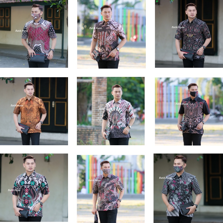 BATIK PRIA Hem Kemeja Batik Pria Lengan Pendek Katun Premium Halus Baju Batik Pria Lengan Pendek FASHION BATIK ALUNA