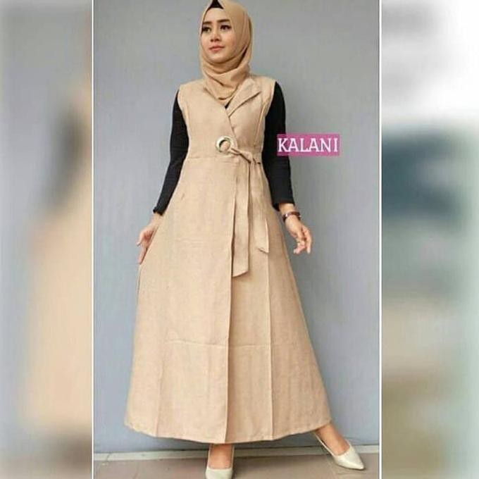 KALANI OUTER BAJU MUSLIM KARDIGAN WANITA VEST PANJANG ROMPI WANITA - BIRU PILIHAN KEREN