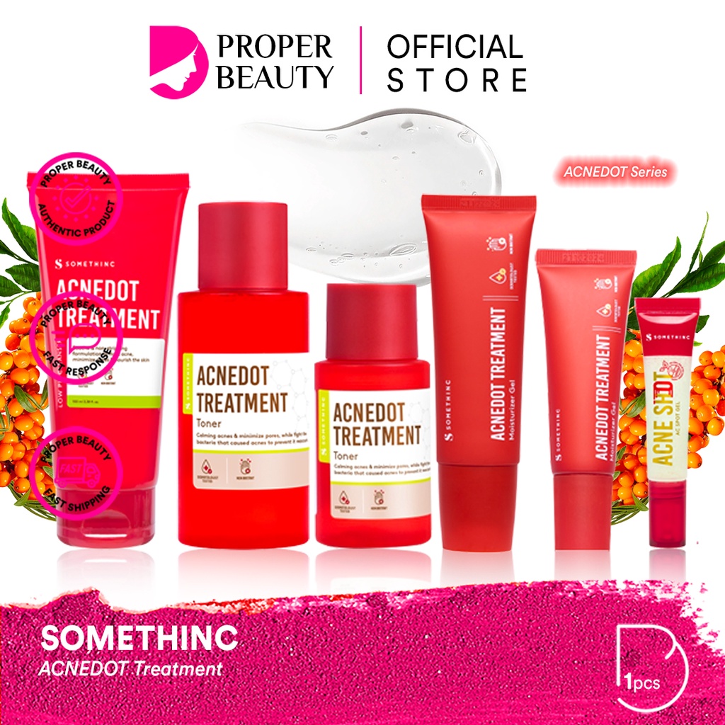 SOMETHINC ACNEDOT Treatment Indonesia / Acne Basic Series Low pH Cleanser Toner Moisturizer Gel Shot AC Spot Gel / Basic Skincare Body Care Make Up Essence Serum Eye Cream Sunscreen Mask / Foundation Cushion Loose Powder Lipstick Lip Tint Sugar Wax / Pake