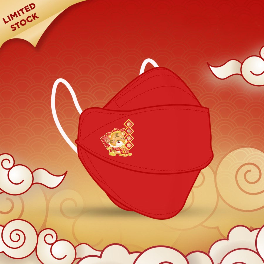 Fivecare 4D Masker 4 Ply Isi 10 Pcs Chinese New Year Edition Spesial Imlek