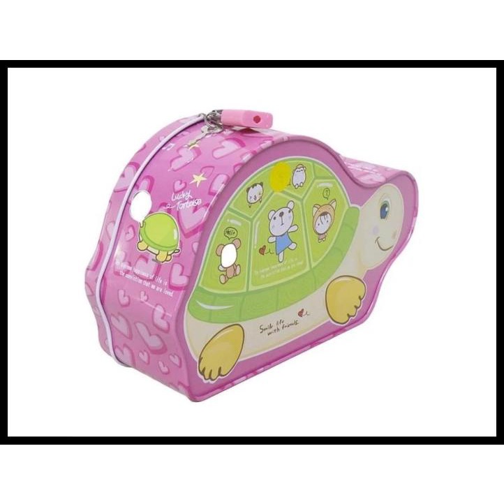 

Celengan Besi Kura-Kura + Gembok Kunci / Kotak Kaleng Souvenir Turtle