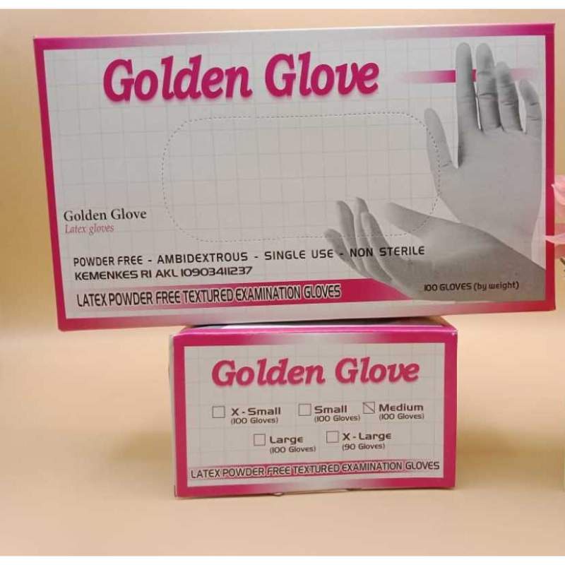 Sarung Tangan Golden Gloves Latex Free Powder Isi 100pcs 50 Pasang