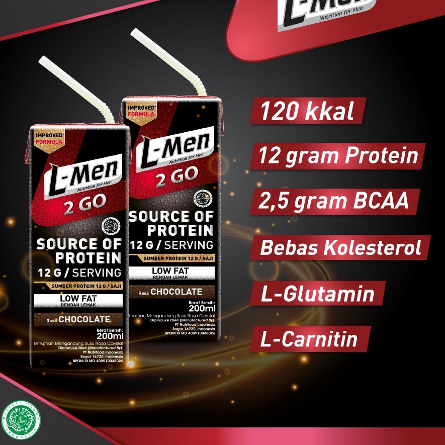 

spesial❤ 4 Pack - L-Men Hi Protein 2 Go Chocolate 200 ml RTD Ready to Drink - Suplemen Tinggi Protein Siap Minum harga bersaing