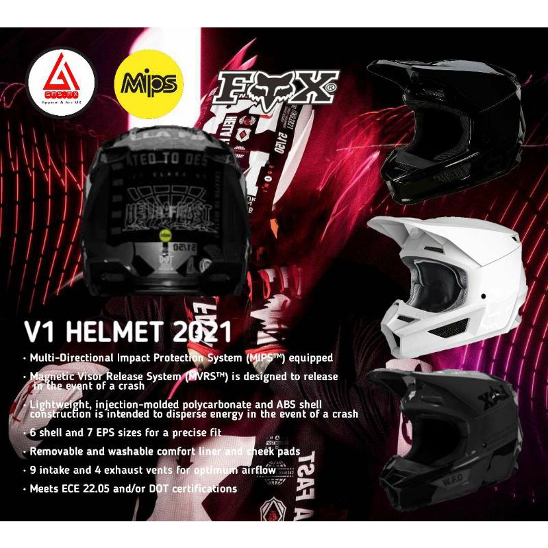 HELM FOX V1 MVRS 2021, FOX HELMET MVRS MIPS 2021, HELM FOX MIPS 2021