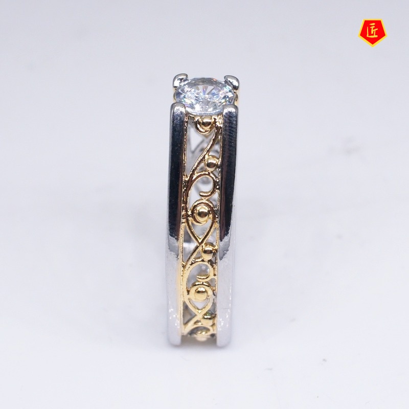 [Ready Stock]Creative Triangle Moissanite Ring Geometric 18K Gold Color Separation