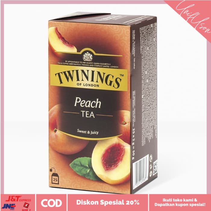 

⭐COD⭐ Twining Peach Tea - Teh celup Twining peach 25x2gr